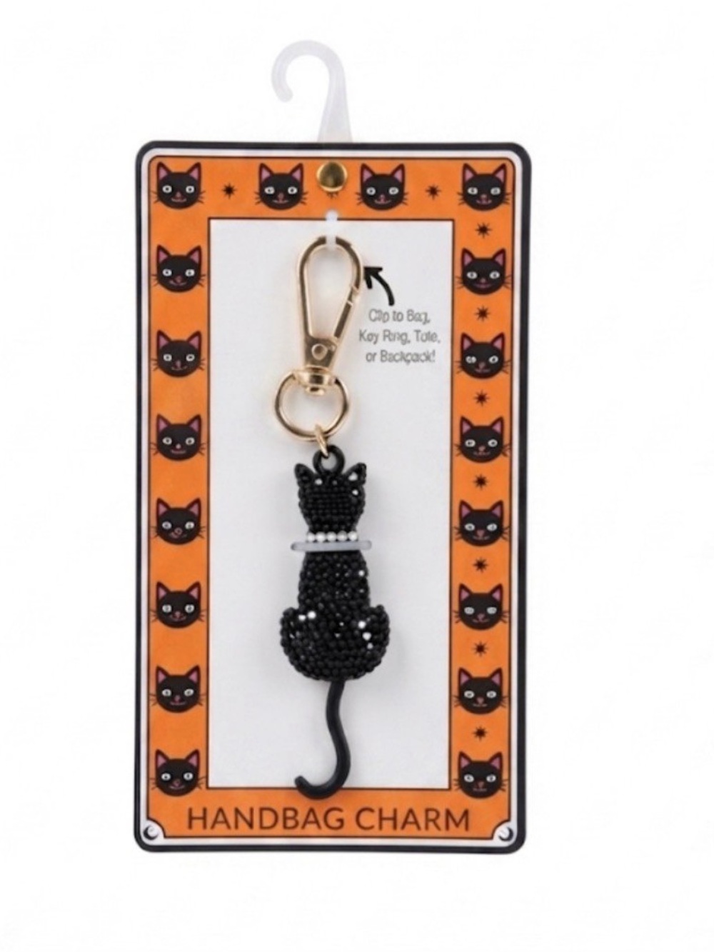 True to Form Rhinestone Black Kitty Cat Key Chain Bag Charm